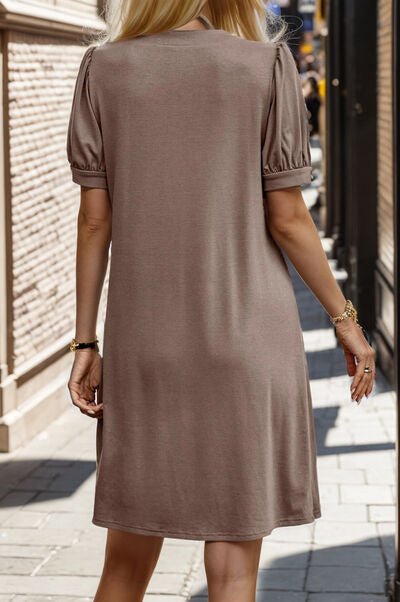 Notched Short Sleeve Dress - Mervyns