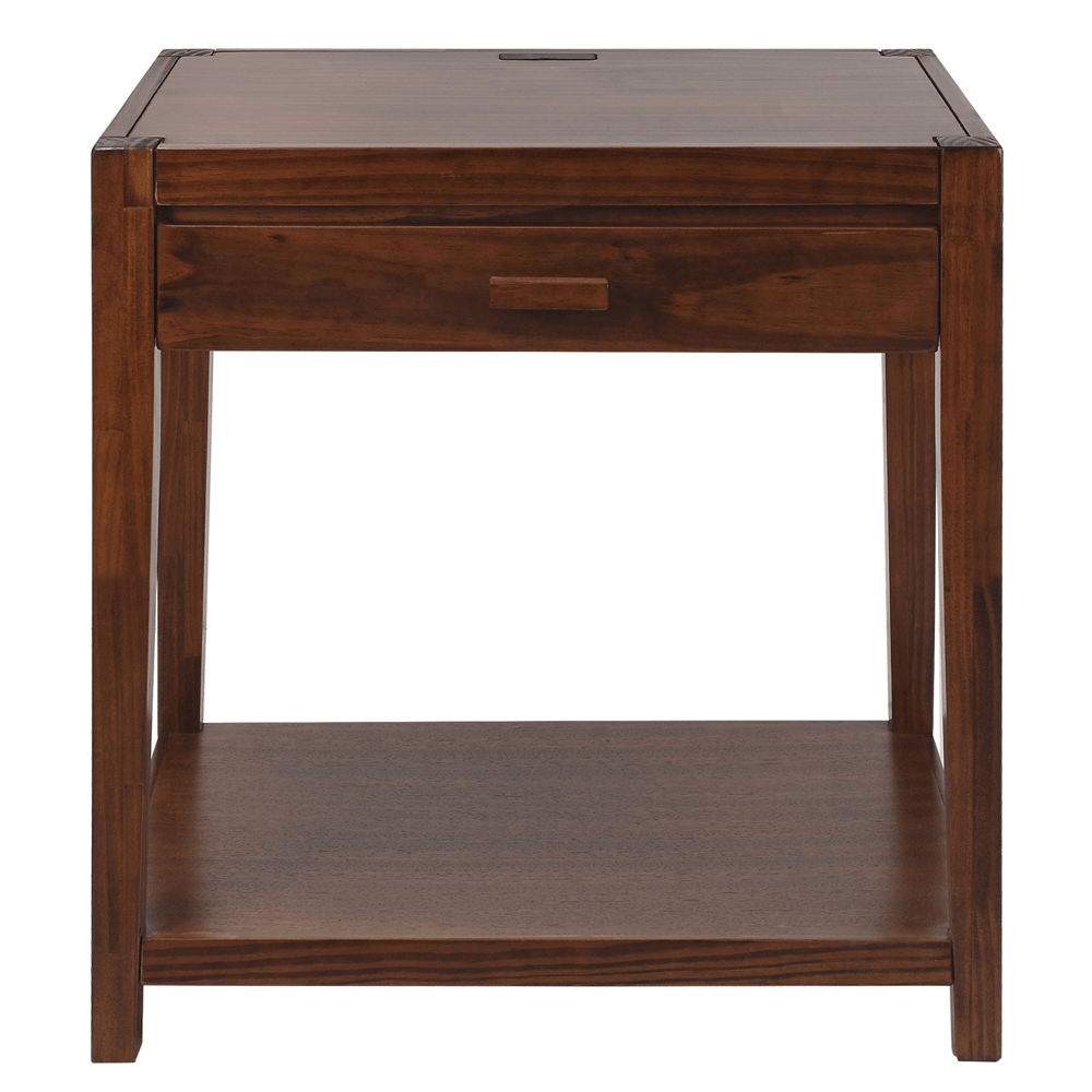 Notre Dame Night Stand with USB Port - Warm Brown - Mervyns