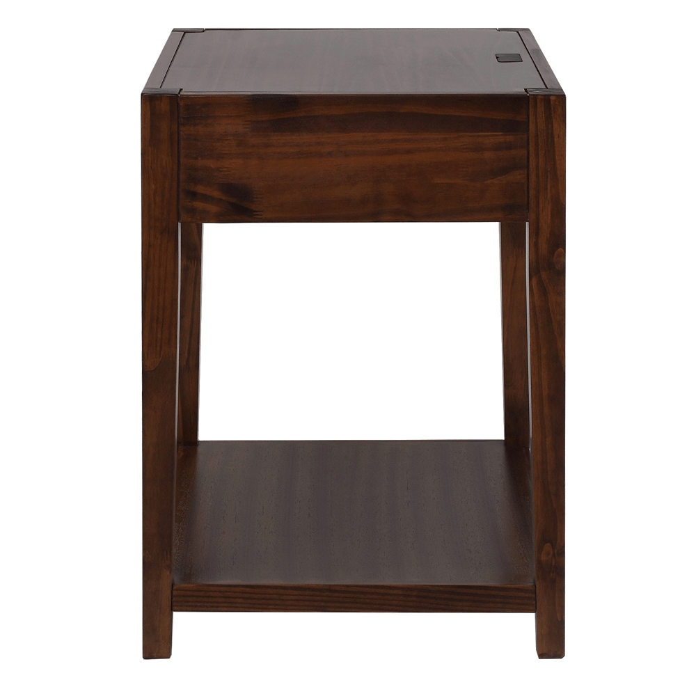 Notre Dame Night Stand with USB Port - Warm Brown - Mervyns