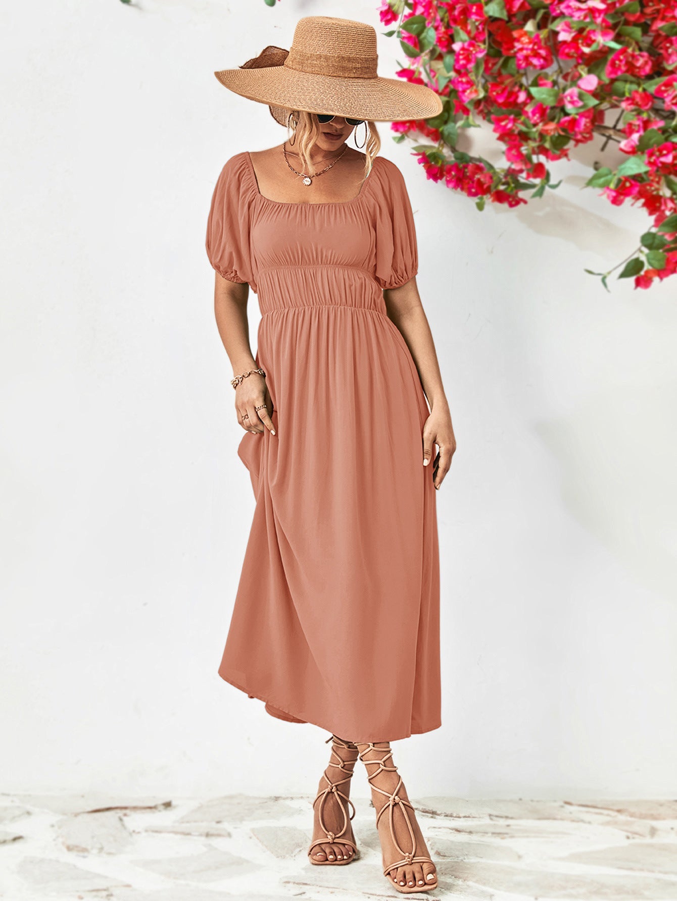 Off - Shoulder Balloon Sleeve Midi Dress - Mervyns