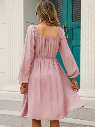 Off - Shoulder Balloon Sleeve Smocked Dress - Mervyns