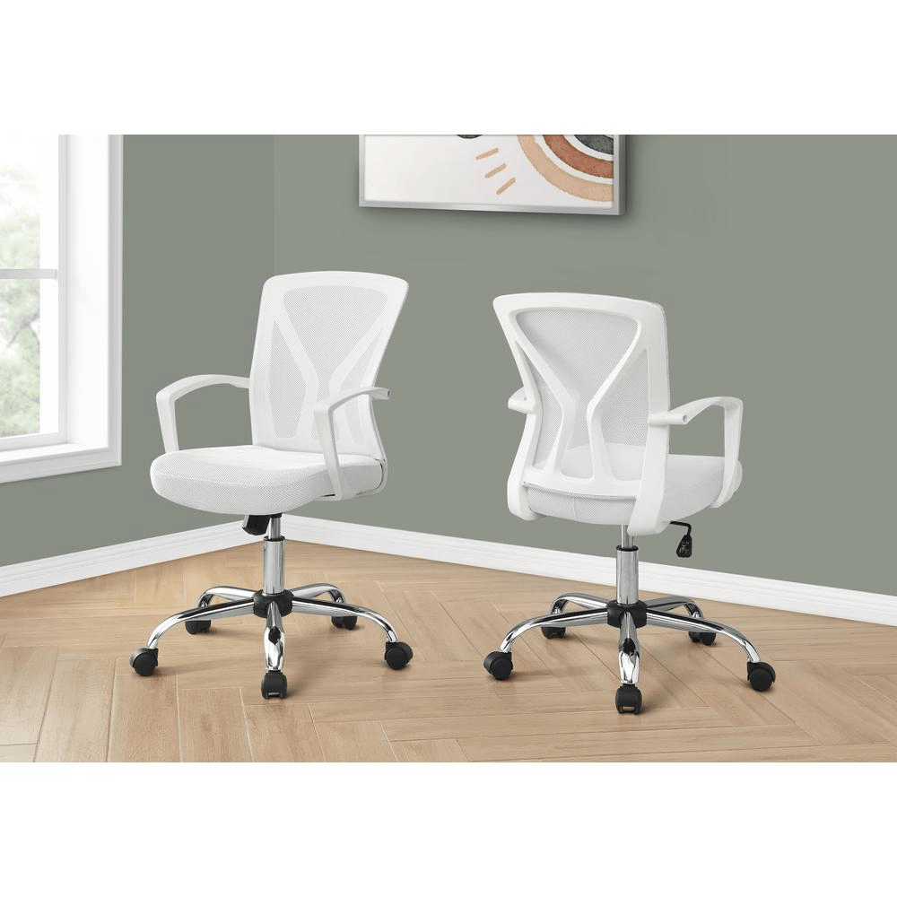 OFFICE CHAIR - BLACK / CHROME BASE ON CASTORS - Mervyns