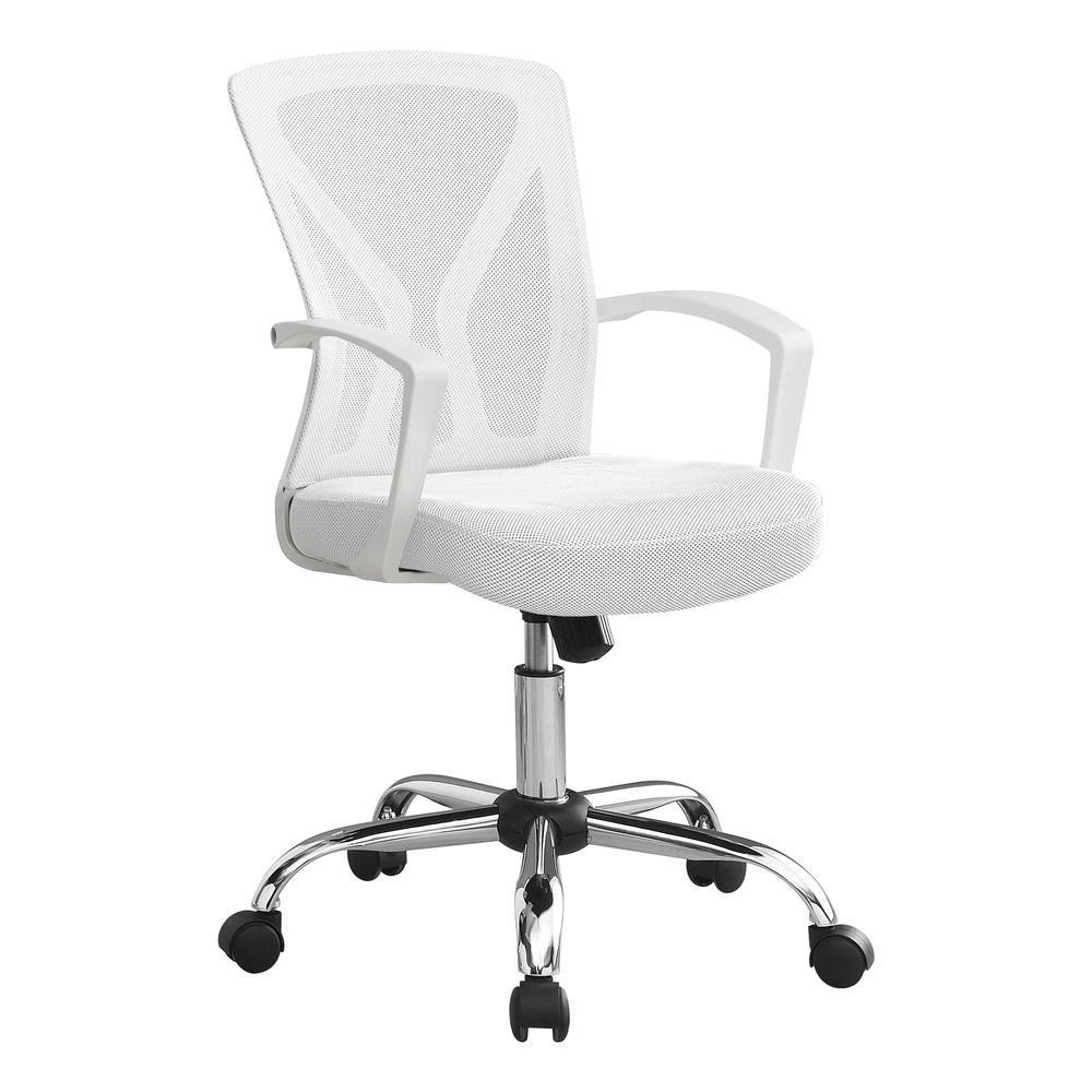 OFFICE CHAIR - BLACK / CHROME BASE ON CASTORS - Mervyns