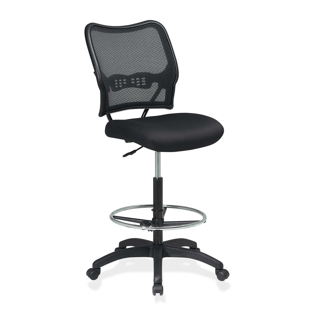 Office Star Air Grid Mesh Back Drafting Chair - Mesh Seat - Mesh Back - 5 - star Base - Black - 20" Seat Width x 19.75" Seat Depth - 21.3" Width x 25.5" Depth x 51" Height - Mervyns