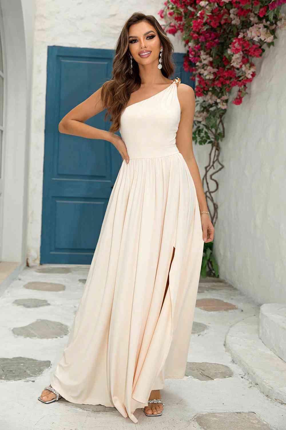 One - Shoulder Split Maxi Dress - Mervyns