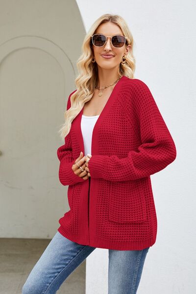 Open Front Raglan Sleeve Pocketed Cardigan - Mervyns