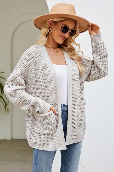 Open Front Raglan Sleeve Pocketed Cardigan - Mervyns