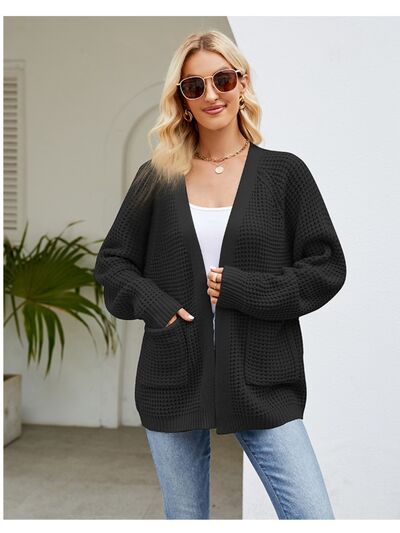 Open Front Raglan Sleeve Pocketed Cardigan - Mervyns