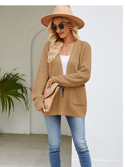 Open Front Raglan Sleeve Pocketed Cardigan - Mervyns