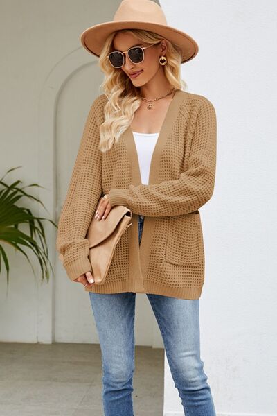 Open Front Raglan Sleeve Pocketed Cardigan - Mervyns