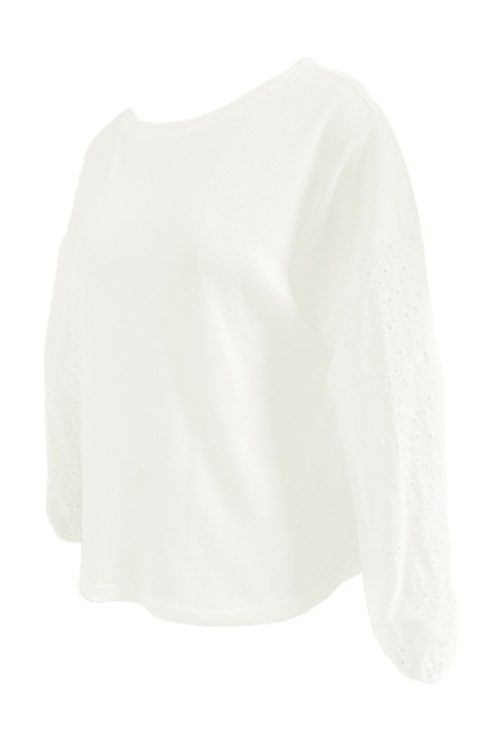 Openwork Dropped Shoulder Boat Neck Blouse - Mervyns