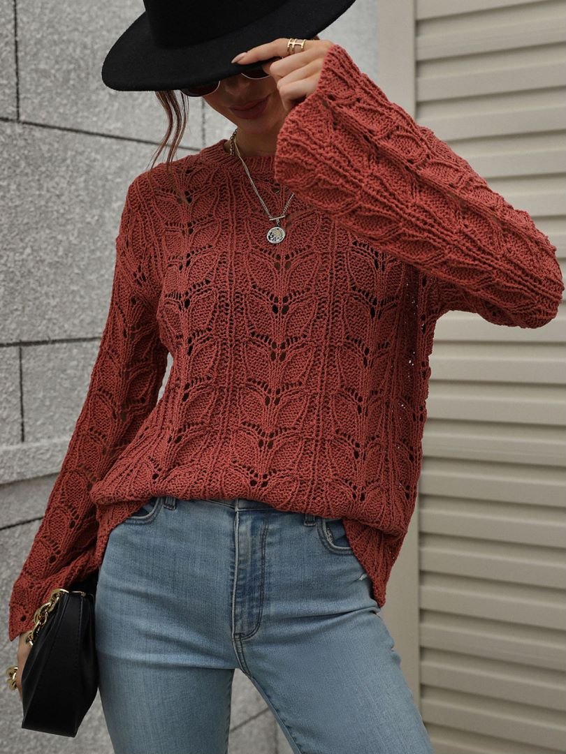 Openwork Dropped Shoulder Knit Top - Mervyns