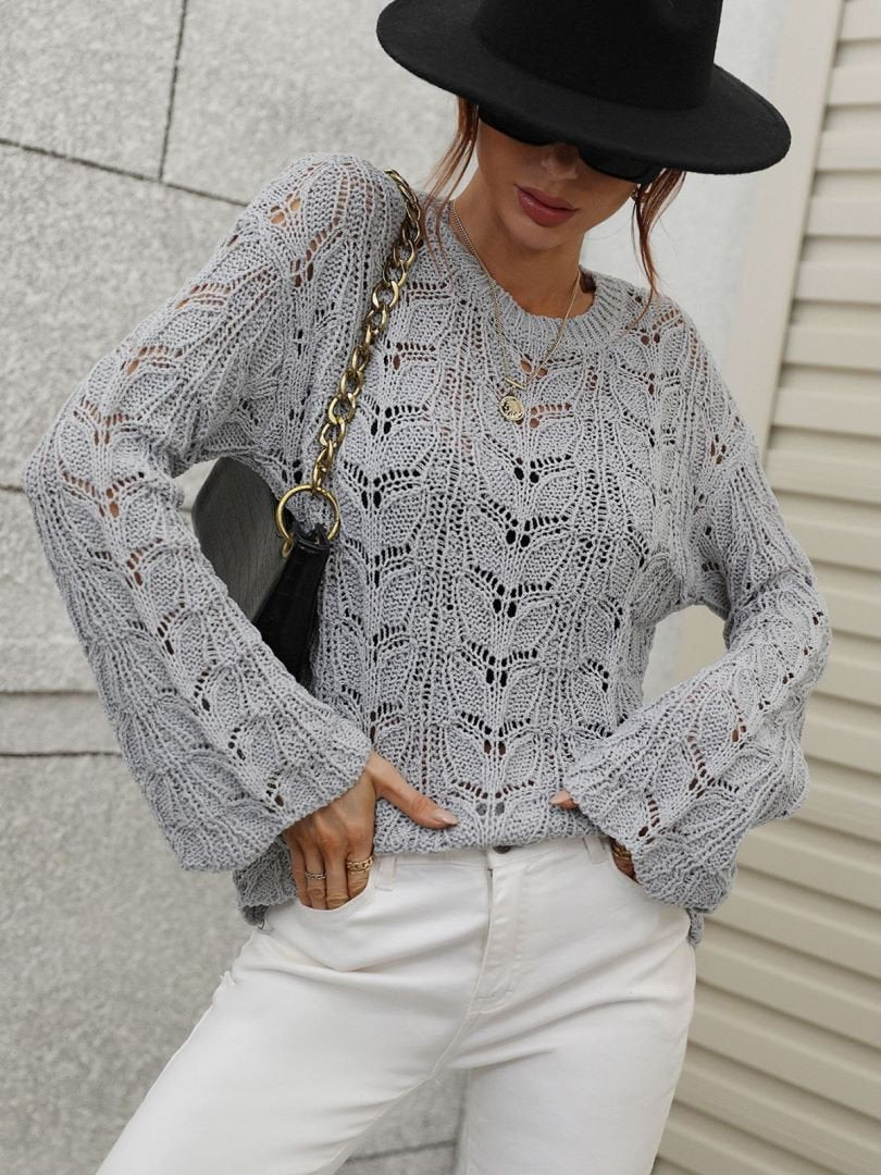 Openwork Dropped Shoulder Knit Top - Mervyns