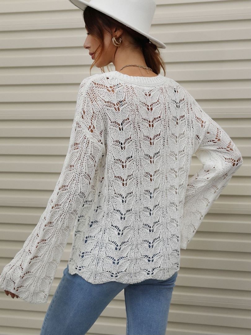 Openwork Dropped Shoulder Knit Top - Mervyns