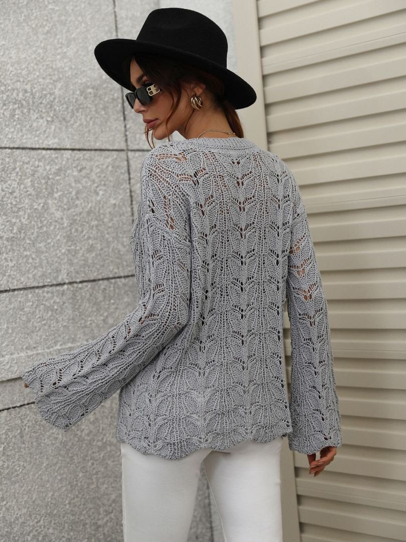 Openwork Dropped Shoulder Knit Top - Mervyns