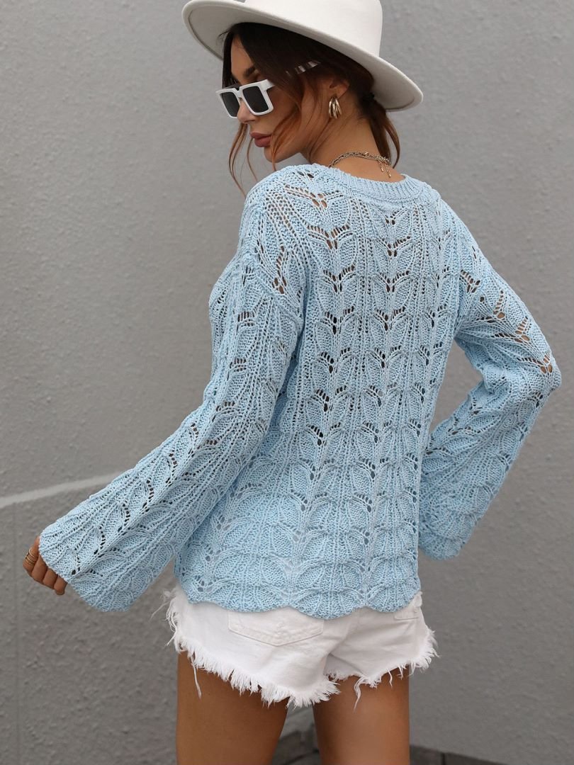 Openwork Dropped Shoulder Knit Top - Mervyns