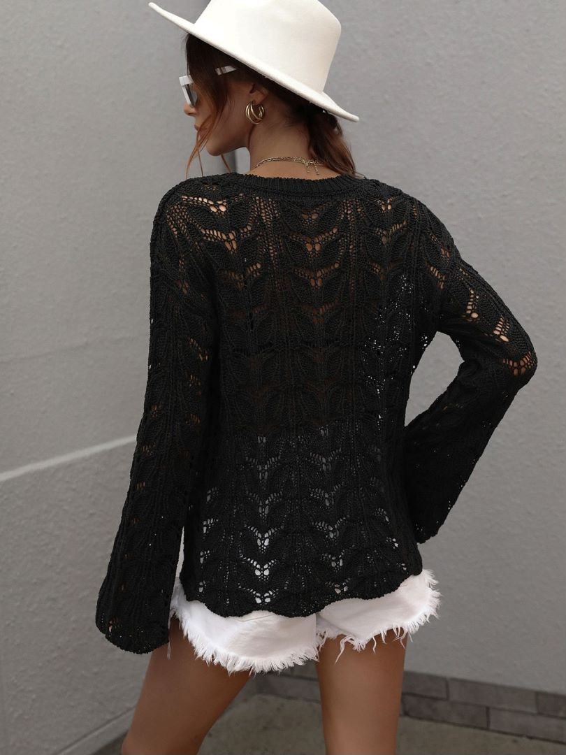 Openwork Dropped Shoulder Knit Top - Mervyns