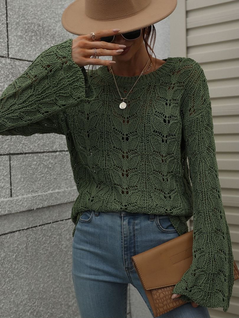 Openwork Dropped Shoulder Knit Top - Mervyns