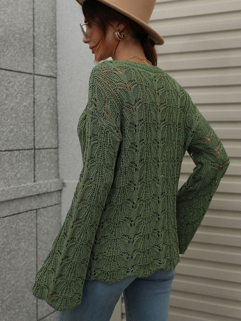 Openwork Dropped Shoulder Knit Top - Mervyns