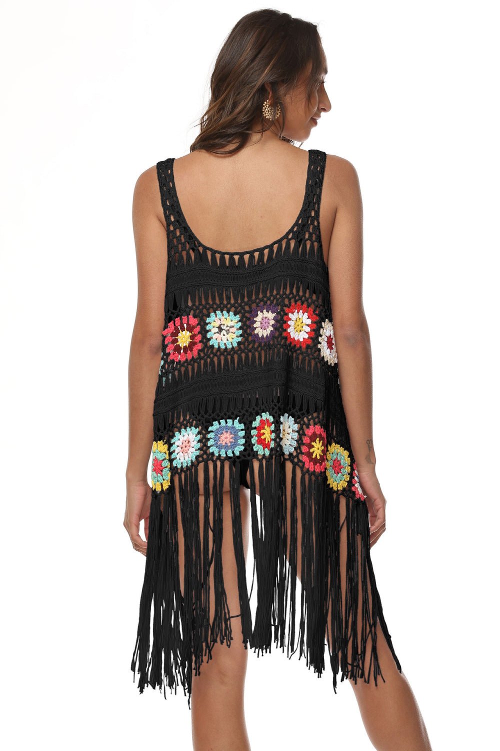 Openwork Fringe Detail Embroidery Sleeveless Cover - Up - Mervyns