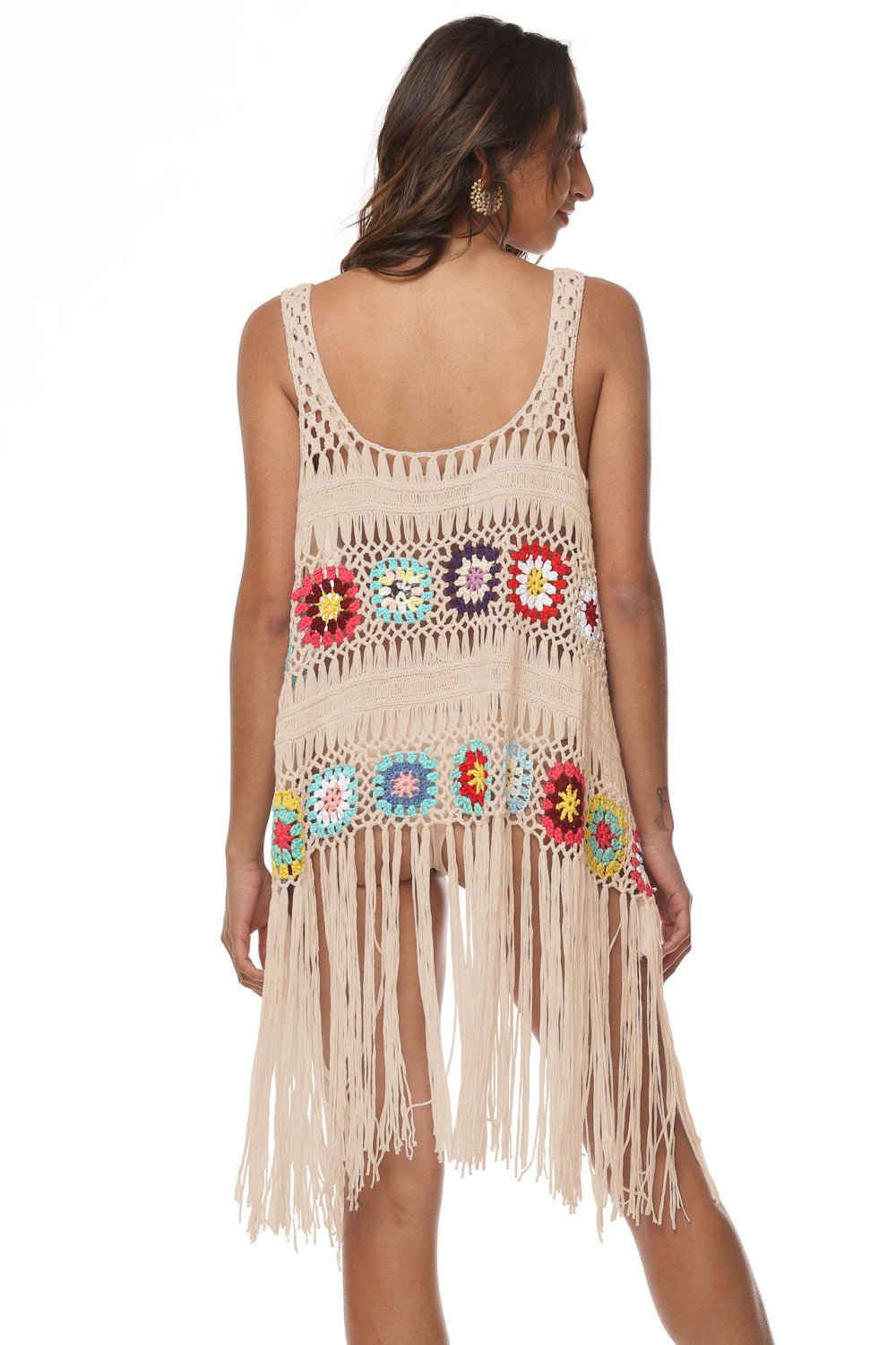 Openwork Fringe Detail Embroidery Sleeveless Cover - Up - Mervyns