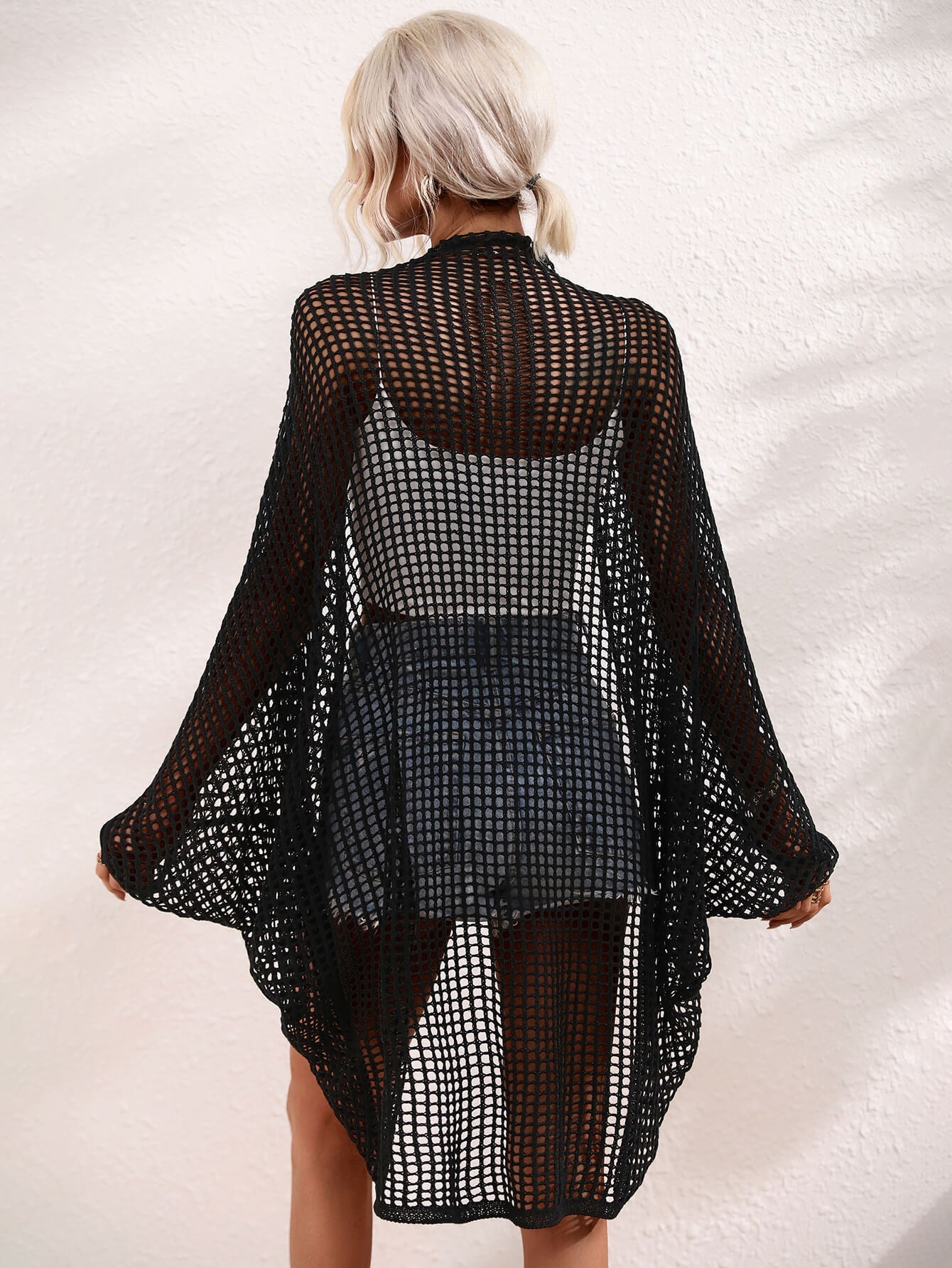 Openwork Open Front Longline Cover Up - Mervyns