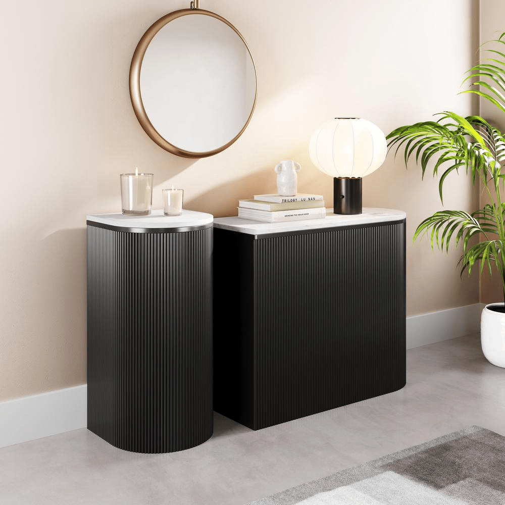 Ormara Console Table Set (2-Piece) White & Black - Mervyns