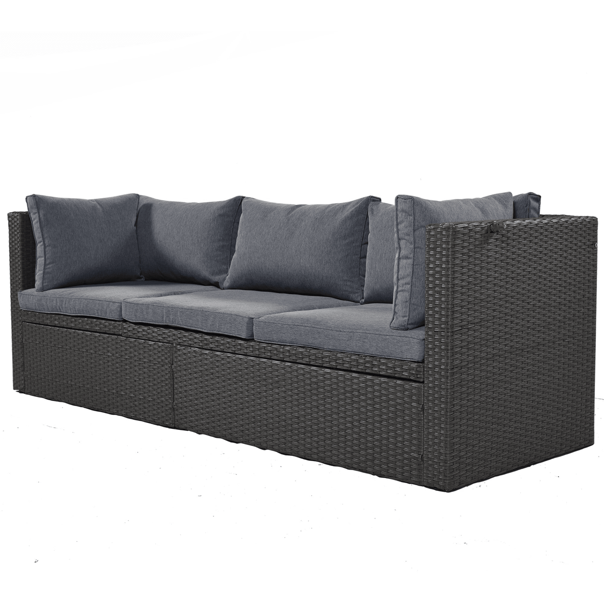 Outdoor Patio Rectangle Daybed with Retractable Canopy Wicker Sectional Seating - Mervyns