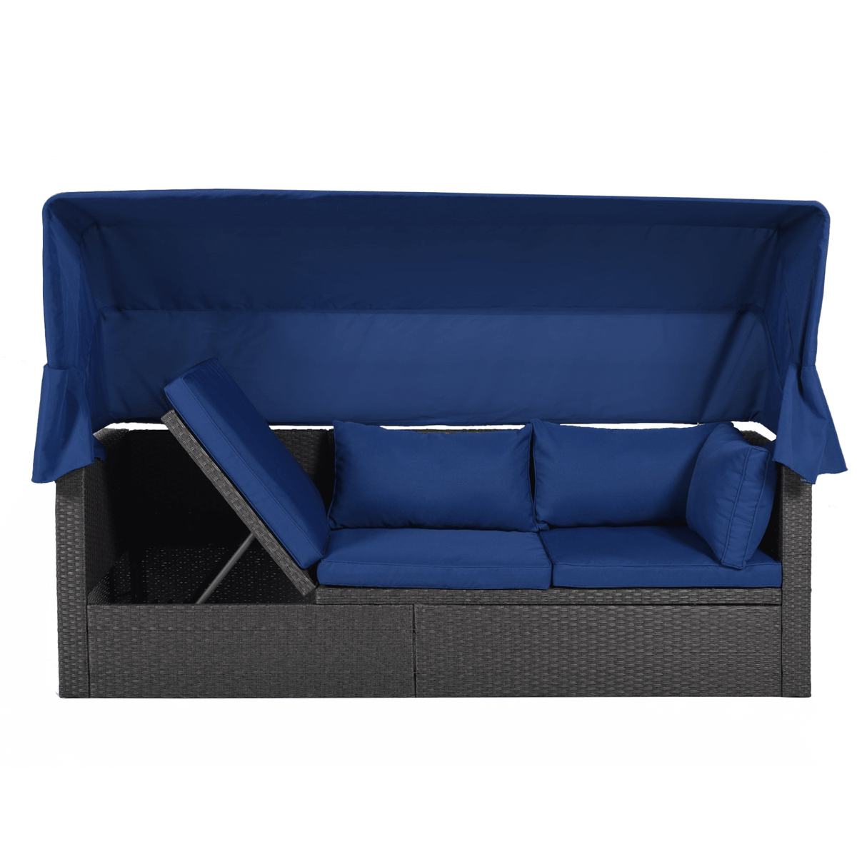 Outdoor Patio Rectangle Daybed with Retractable Canopy Wicker Sectional Seating - Mervyns