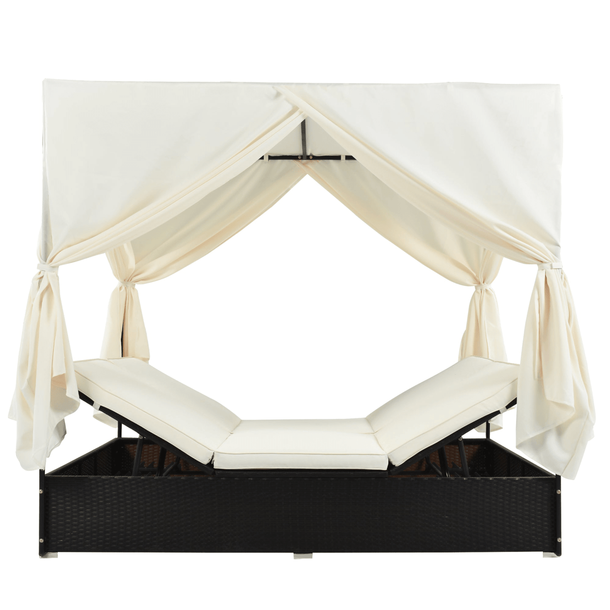 Outdoor Patio Wicker Sunbed Daybed with Cushions, Adjustable Seats - Mervyns