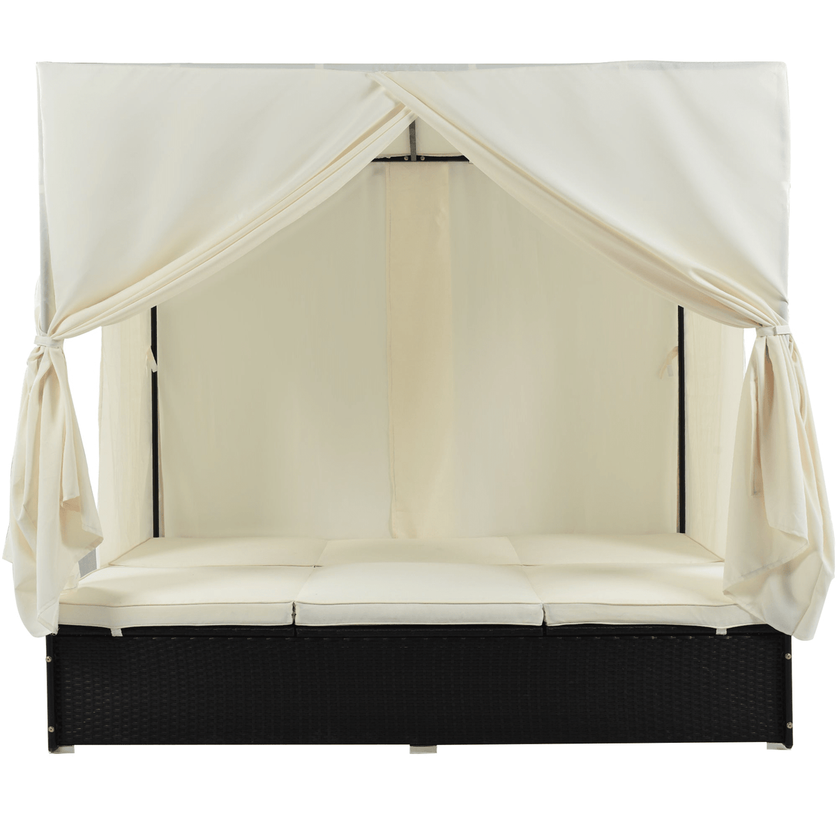 Outdoor Patio Wicker Sunbed Daybed with Cushions, Adjustable Seats - Mervyns
