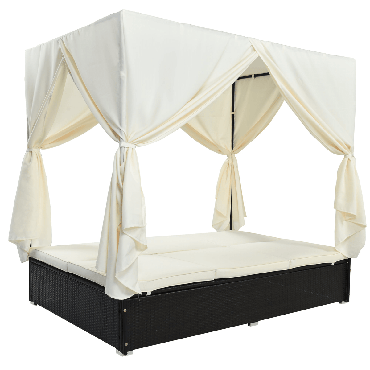Outdoor Patio Wicker Sunbed Daybed with Cushions, Adjustable Seats - Mervyns