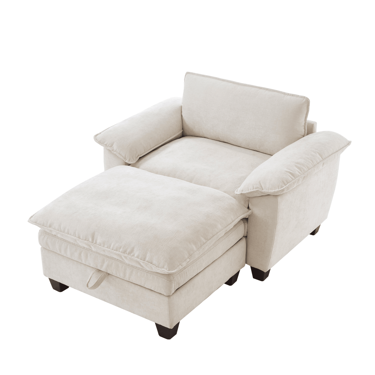 Oversize Chaise Lounge Chair with Ottoman and Storage Upholstered Soft Chenille - Mervyns