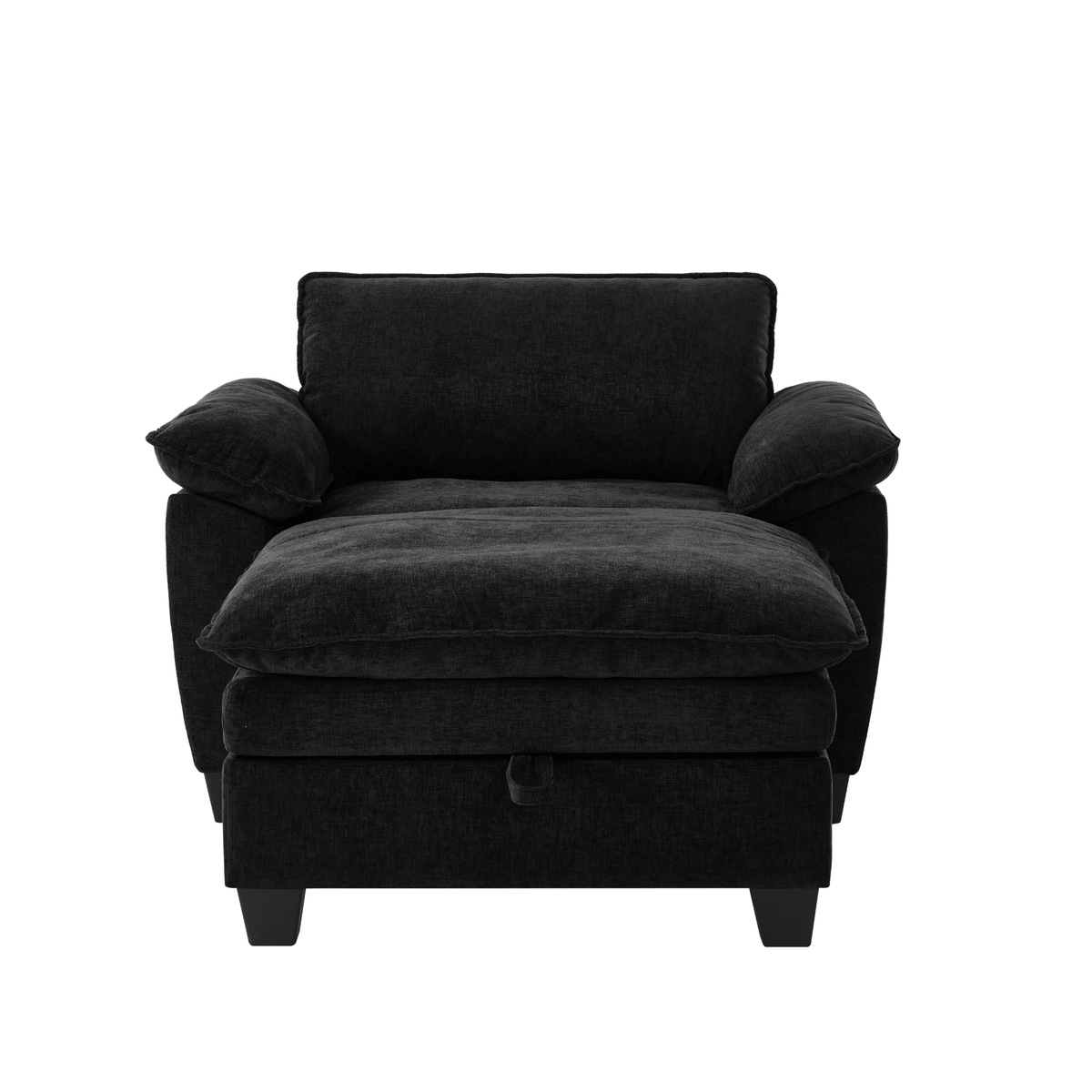 Oversize Chaise Lounge Chair with Ottoman and Storage Upholstered Soft Chenille - Mervyns