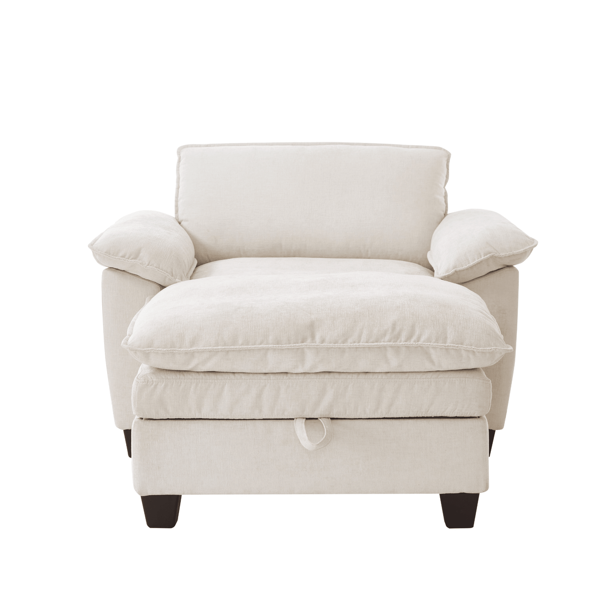 Oversize Chaise Lounge Chair with Ottoman and Storage Upholstered Soft Chenille - Mervyns