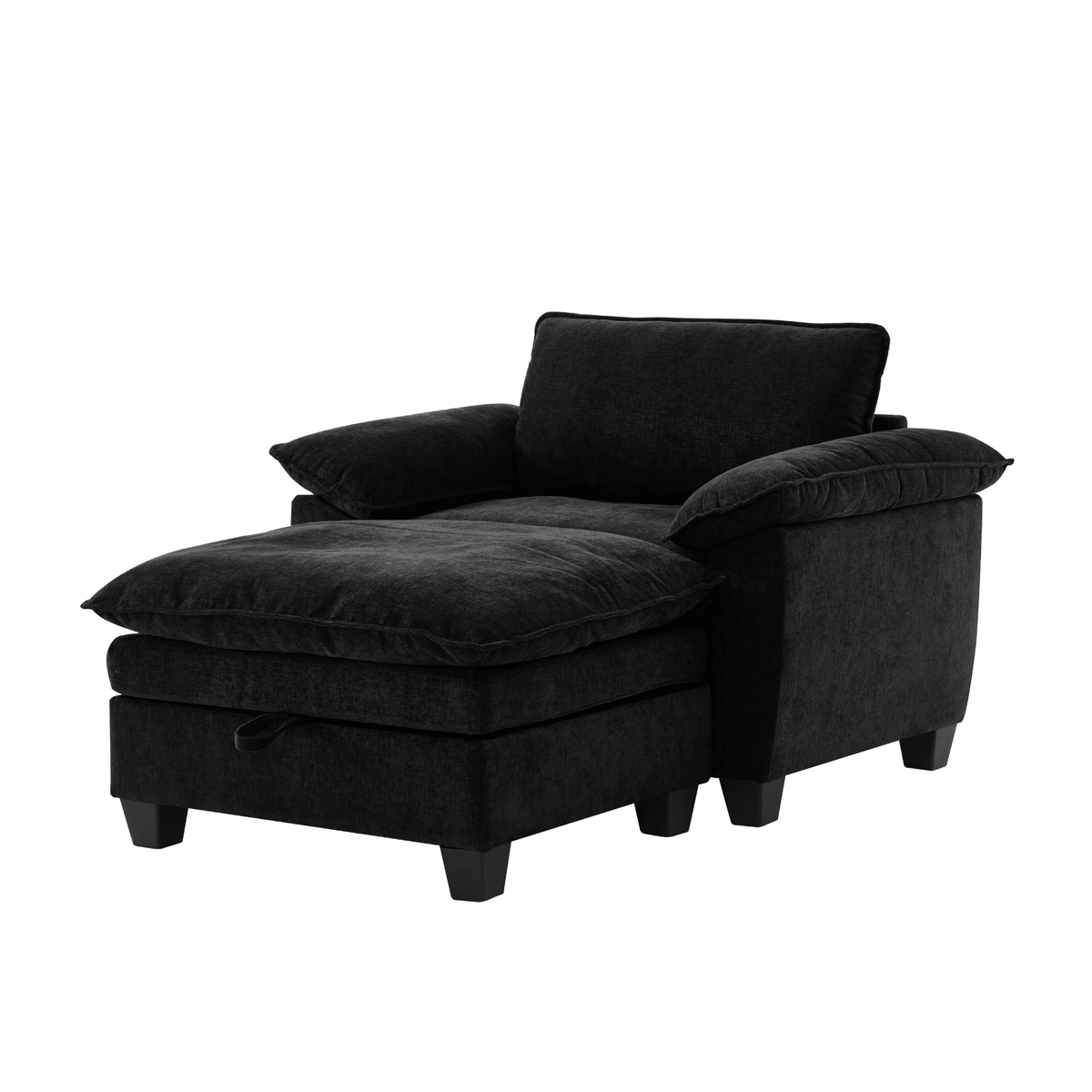 Oversize Chaise Lounge Chair with Ottoman and Storage Upholstered Soft Chenille - Mervyns