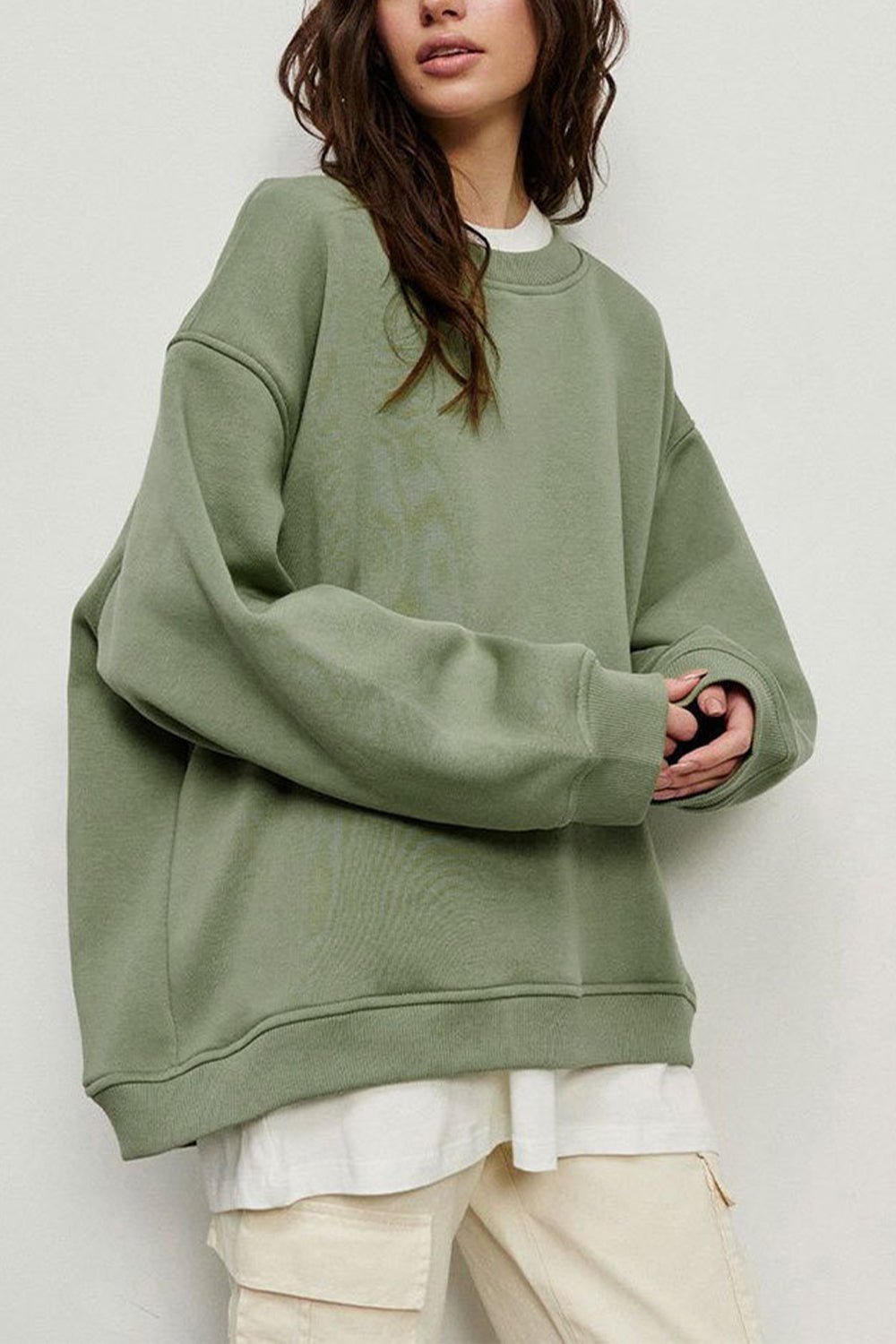 Oversize Round Neck Dropped Shoulder Sweatshirt - Mervyns