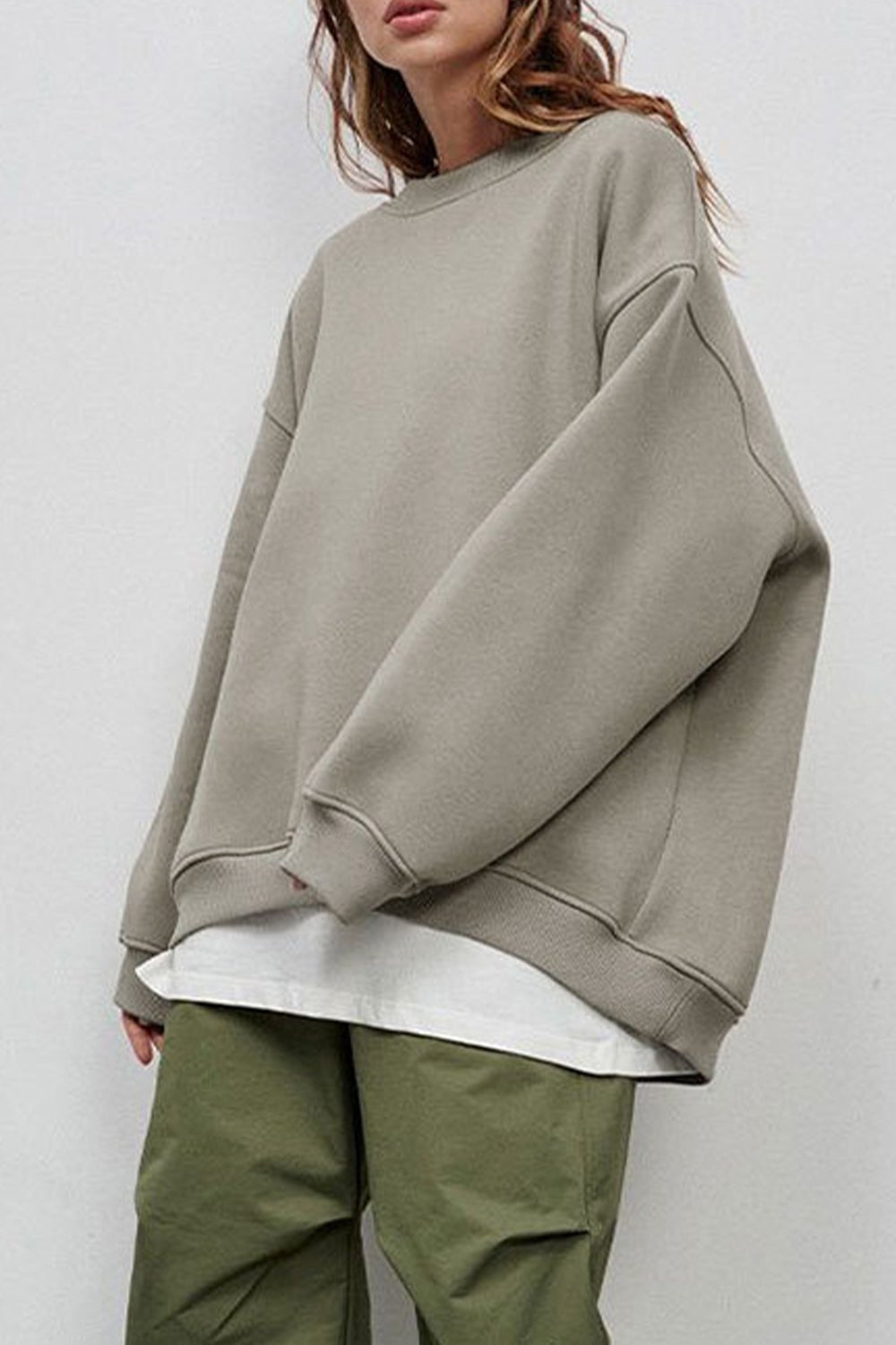 Oversize Round Neck Dropped Shoulder Sweatshirt - Mervyns