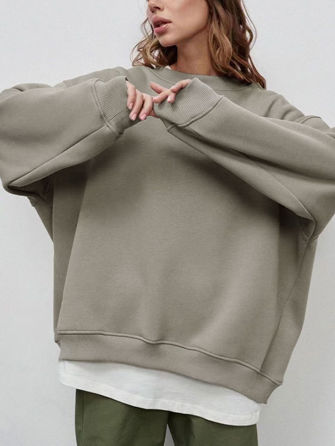 Oversize Round Neck Dropped Shoulder Sweatshirt - Mervyns