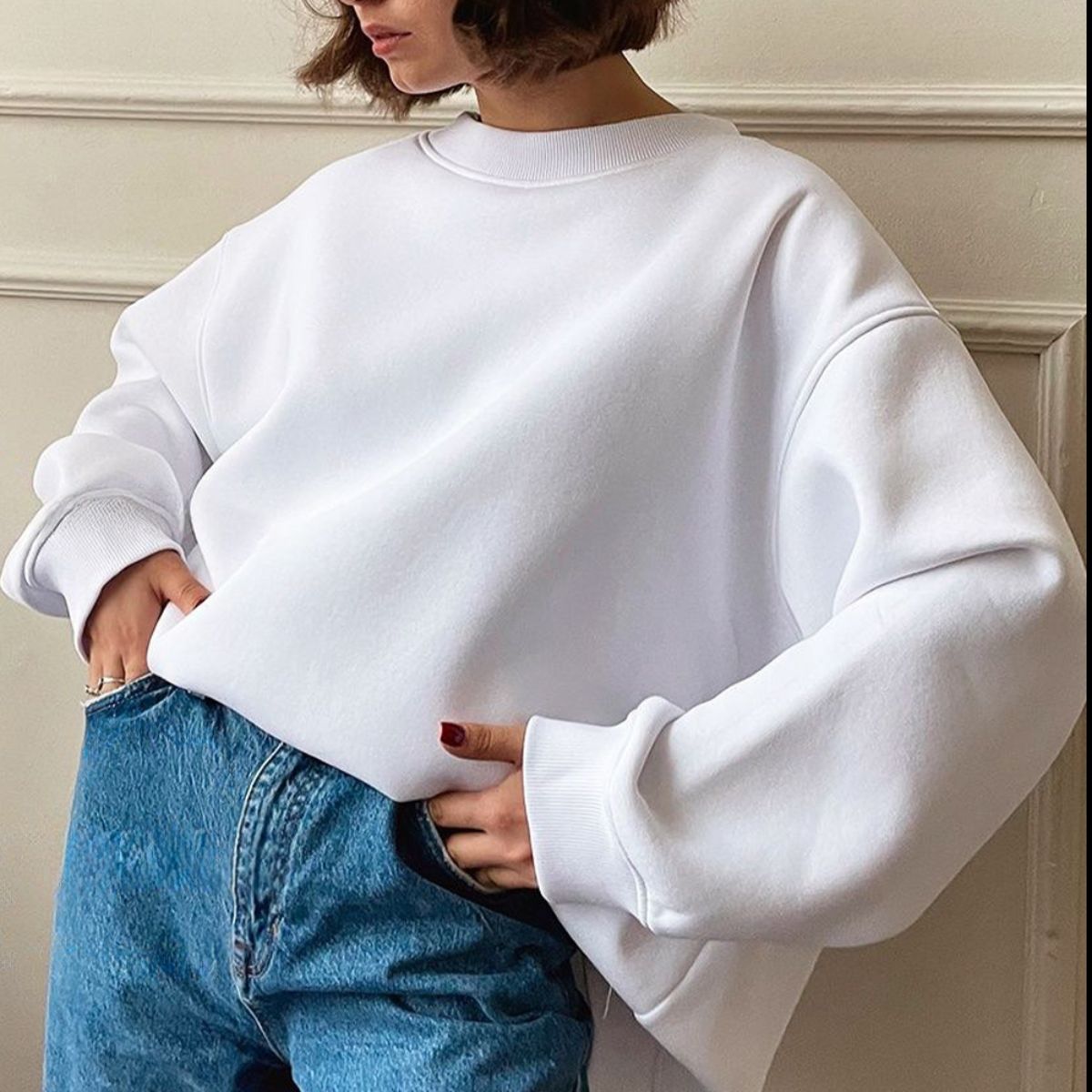 Oversize Round Neck Dropped Shoulder Sweatshirt - Mervyns