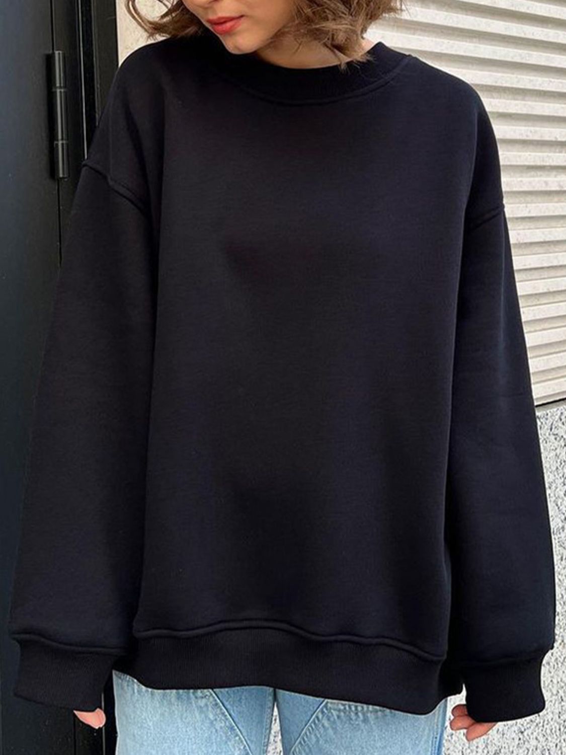 Oversize Round Neck Dropped Shoulder Sweatshirt - Mervyns