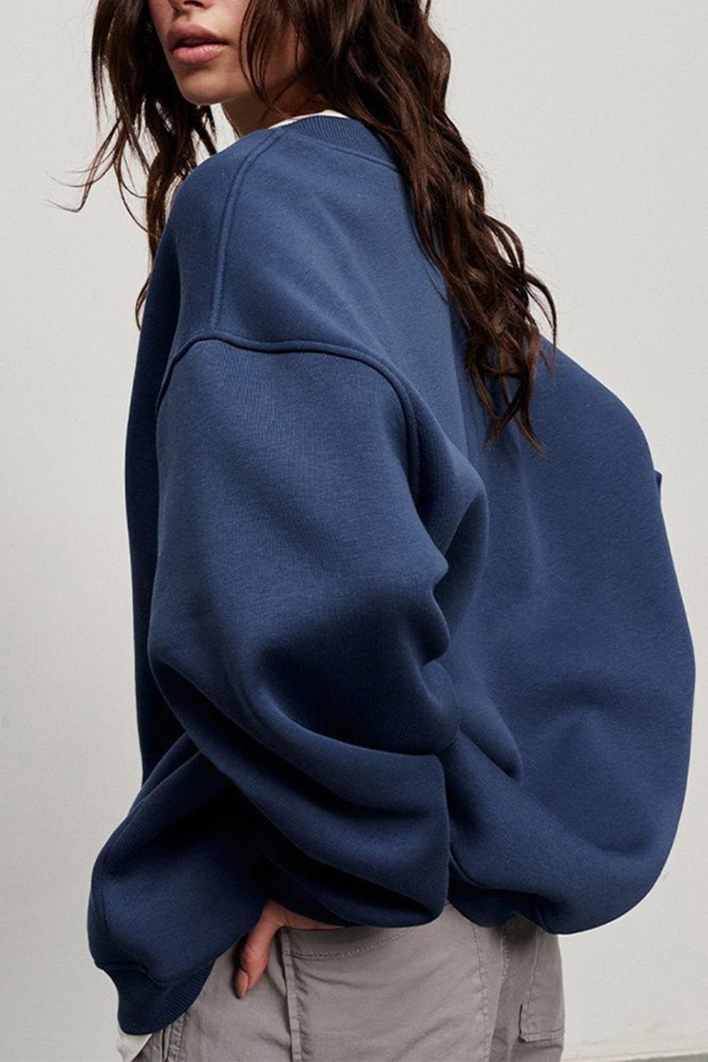 Oversize Round Neck Dropped Shoulder Sweatshirt - Mervyns