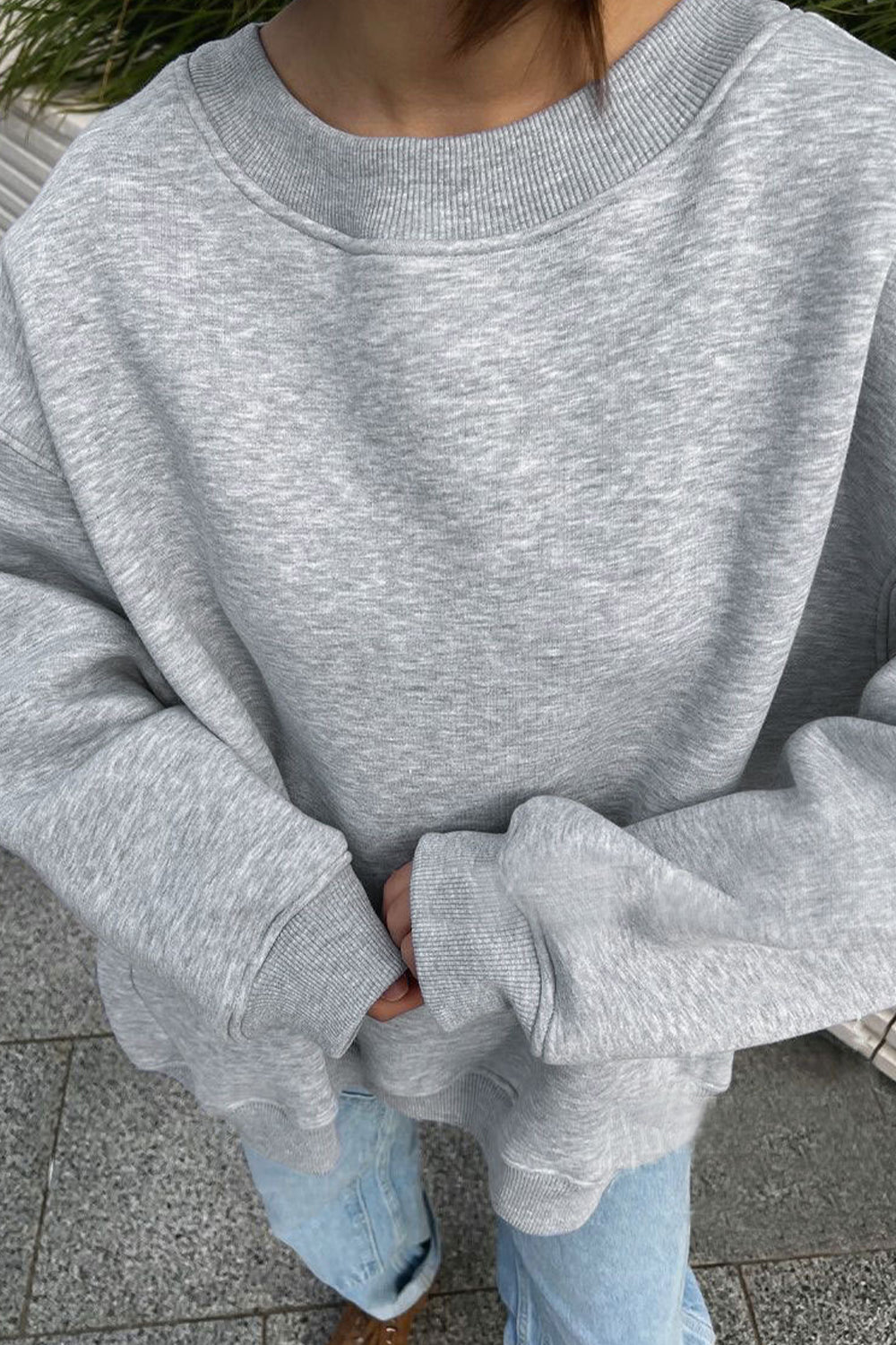 Oversize Round Neck Dropped Shoulder Sweatshirt - Mervyns