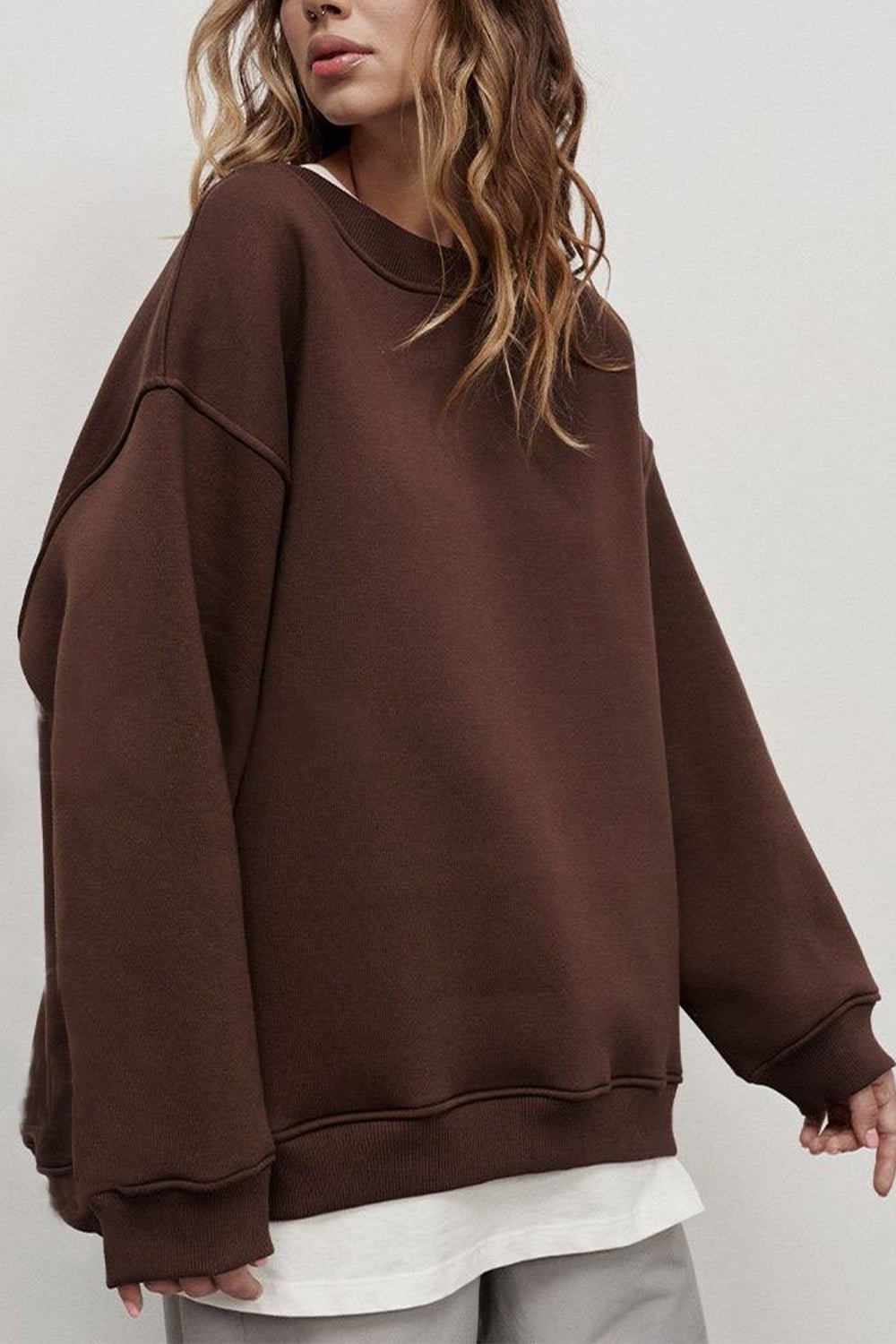 Oversize Round Neck Dropped Shoulder Sweatshirt - Mervyns