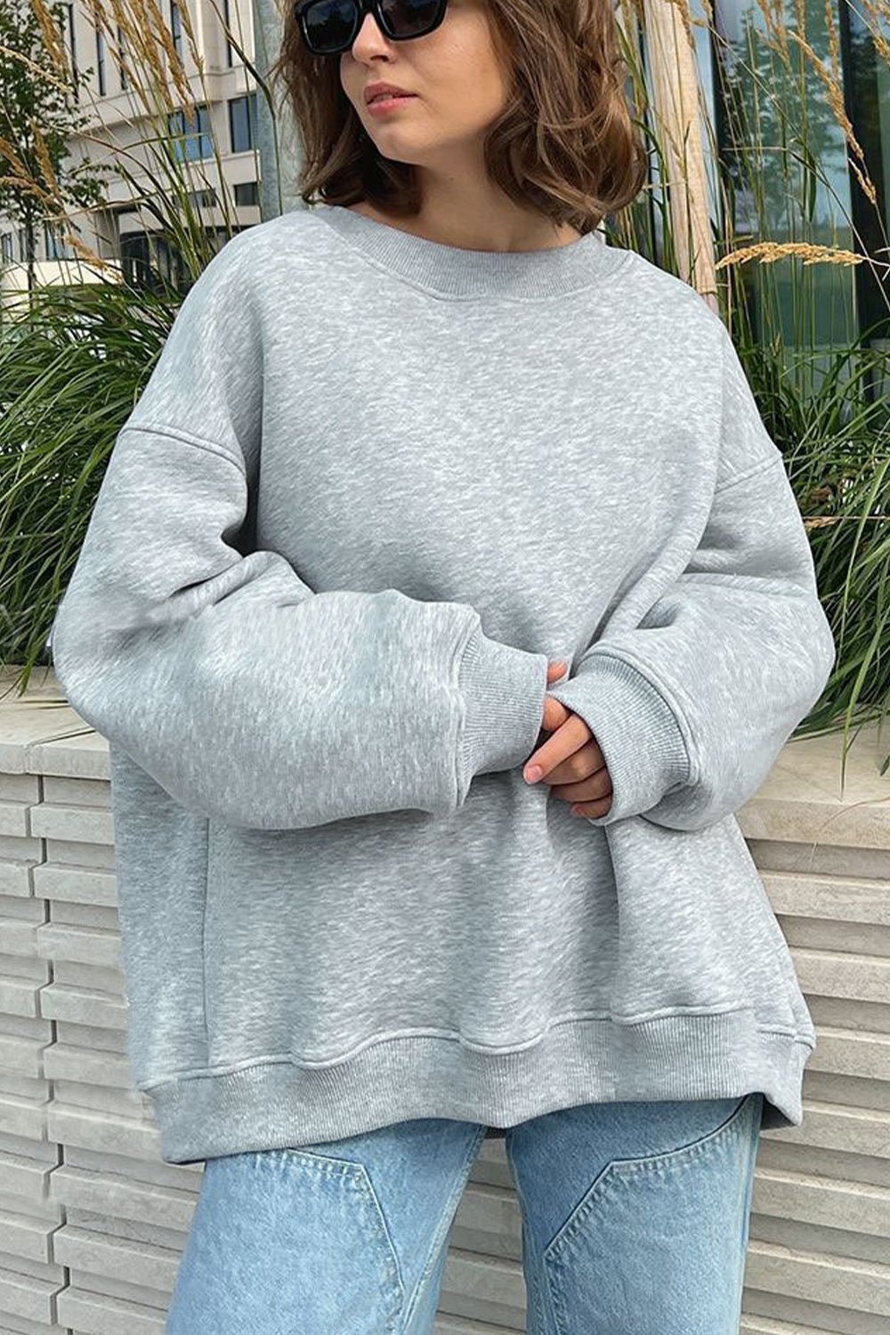 Oversize Round Neck Dropped Shoulder Sweatshirt - Mervyns