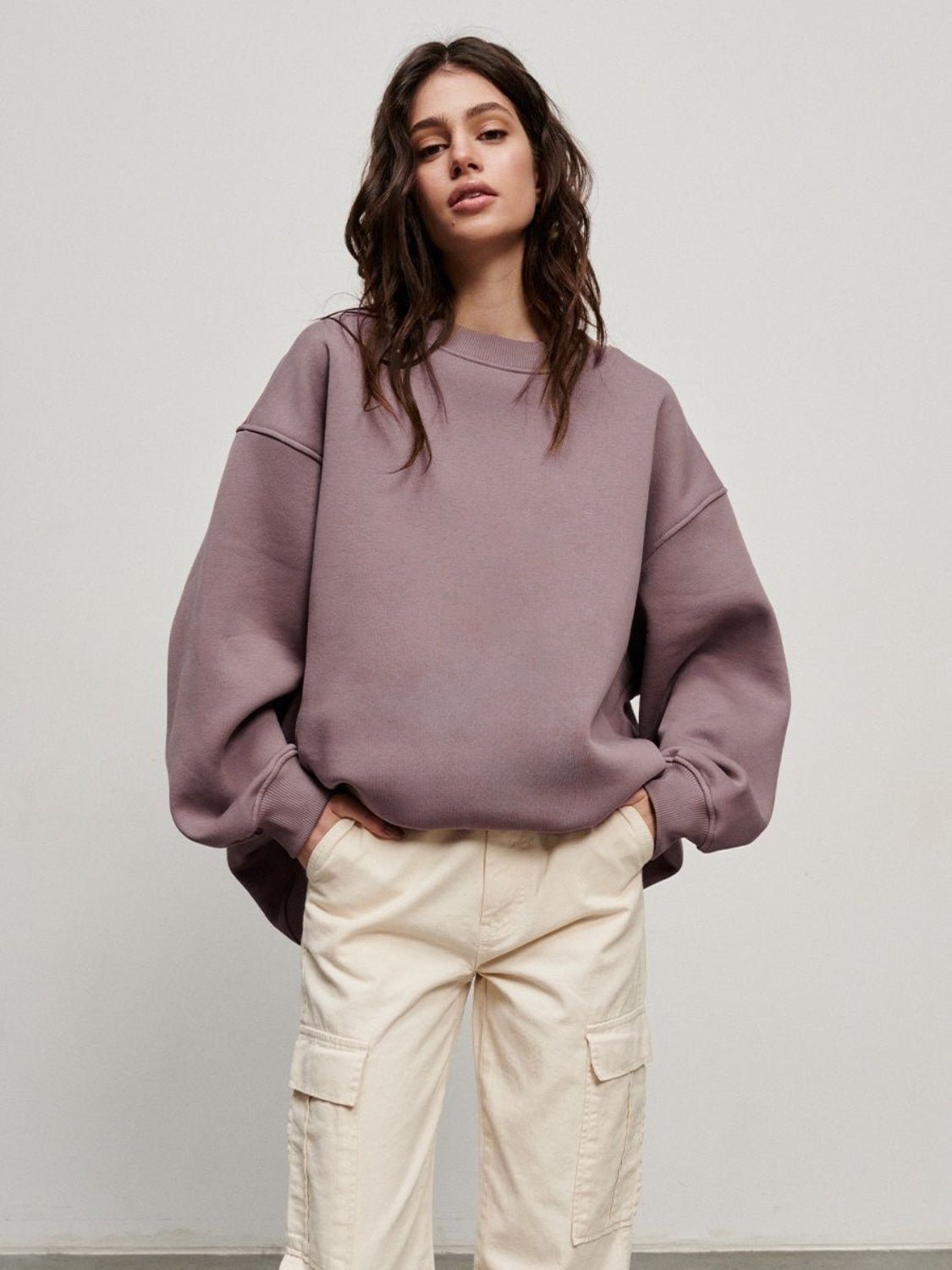 Oversize Round Neck Dropped Shoulder Sweatshirt - Mervyns