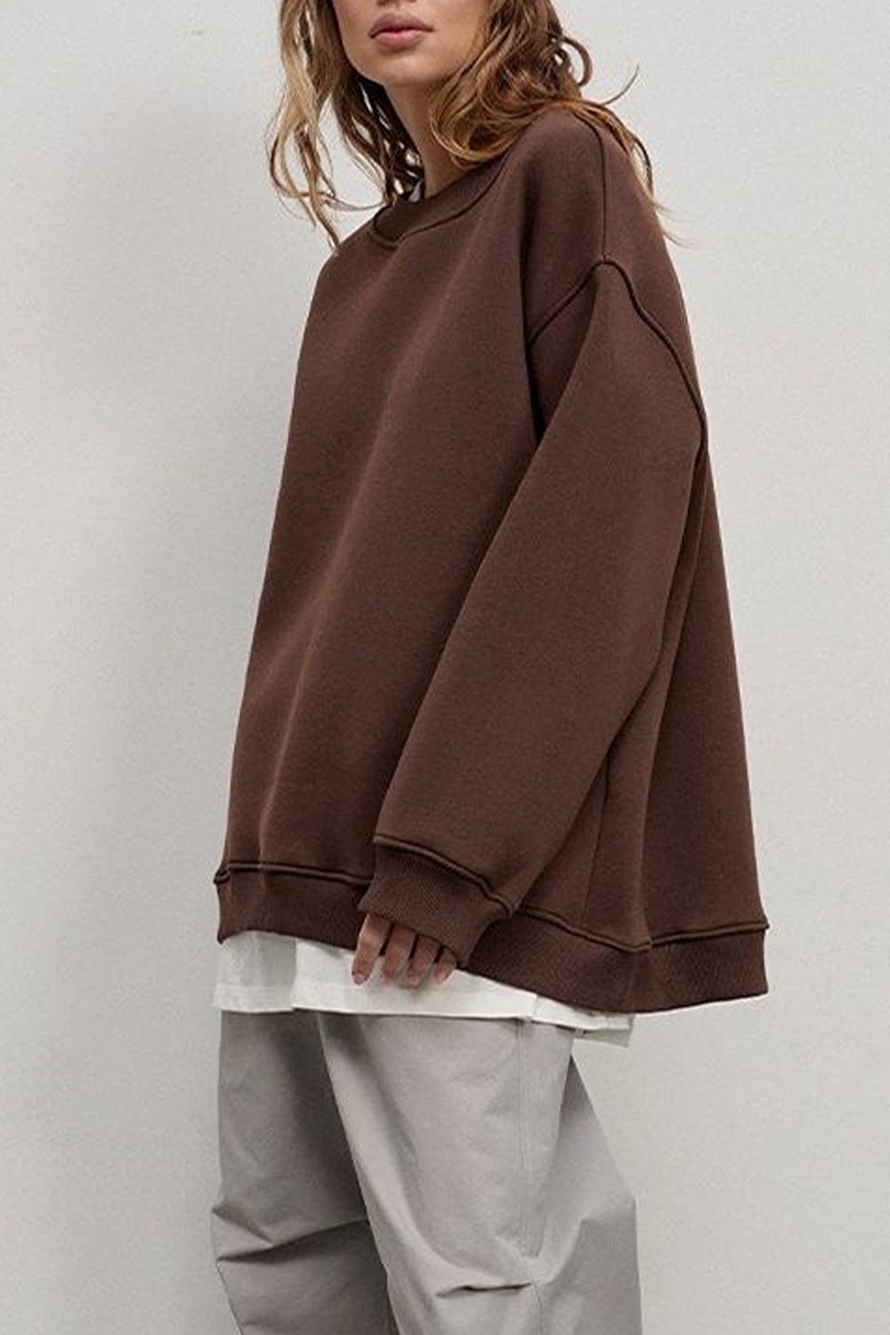 Oversize Round Neck Dropped Shoulder Sweatshirt - Mervyns