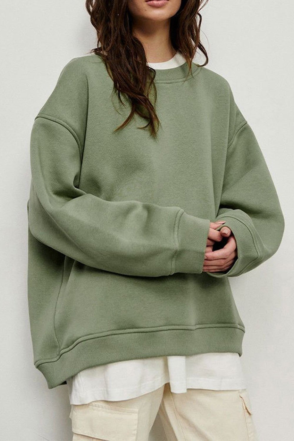 Oversize Round Neck Dropped Shoulder Sweatshirt - Mervyns