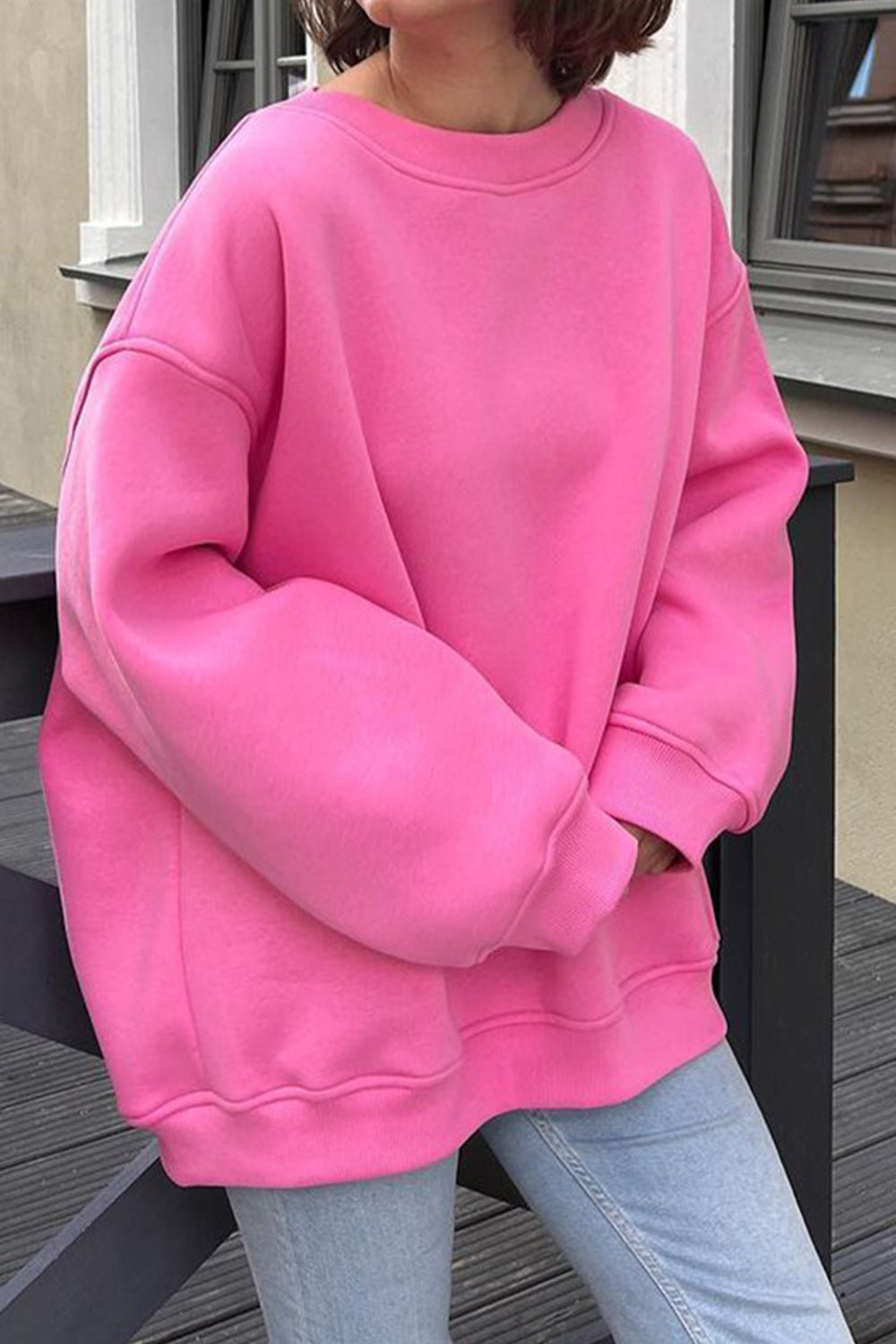 Oversize Round Neck Dropped Shoulder Sweatshirt - Mervyns