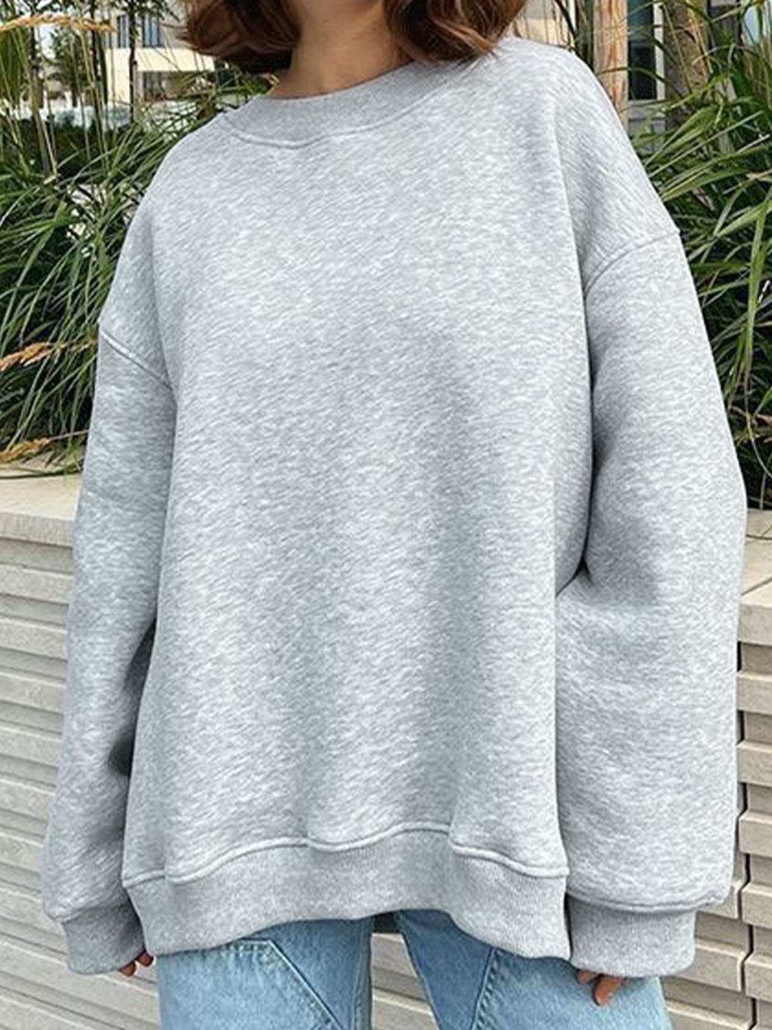 Oversize Round Neck Dropped Shoulder Sweatshirt - Mervyns